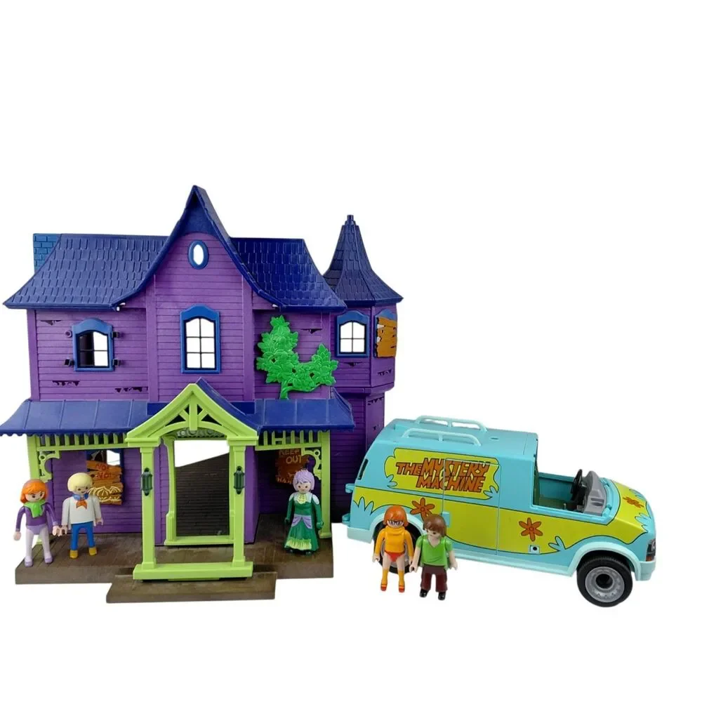 Playmobil Scooby-Doo Mystery Mansion Haunted Mystery Machine Van Figs Incomplete